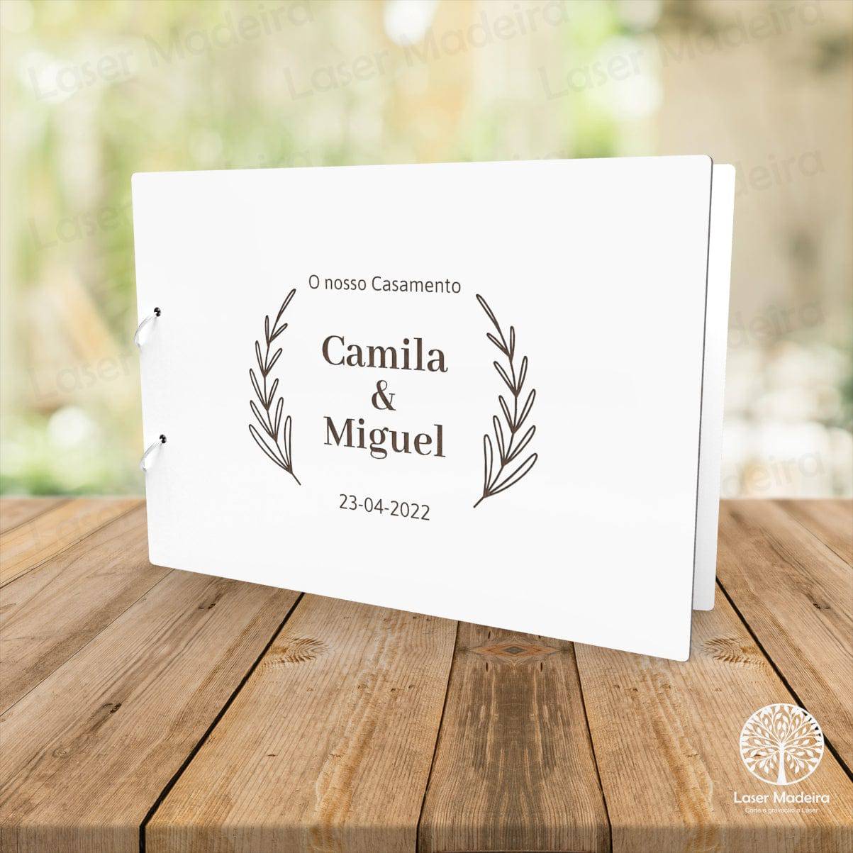 Capa Livro de Honra - A4 - Casamento - Modelo 6 - Laser Madeira